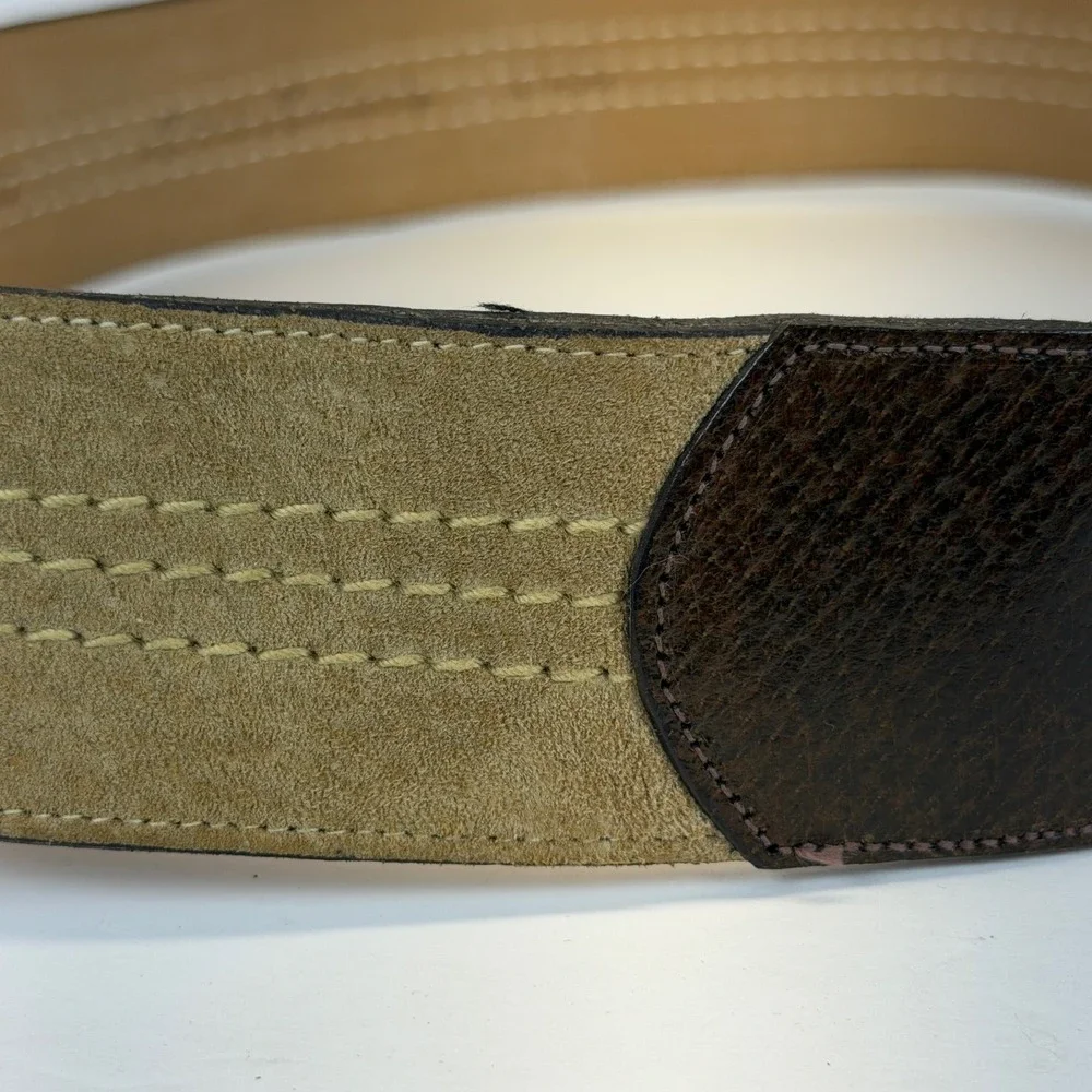 Morris Moskowitz Leather Double Buckle Belt Women's Size 30‎ Gold Tone Hardware